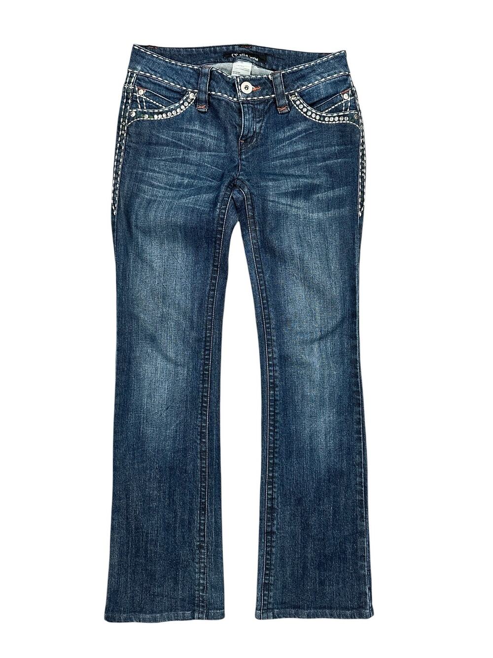 Cello Jeans Straight Boot Cut Studded Jeans Blue — Size 5